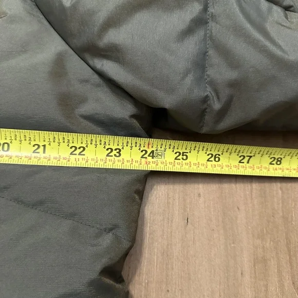 Eddie Bauer Olive Puffer Jacket with Faux Fur Hood and Down Fill. - Picture 9 of 10